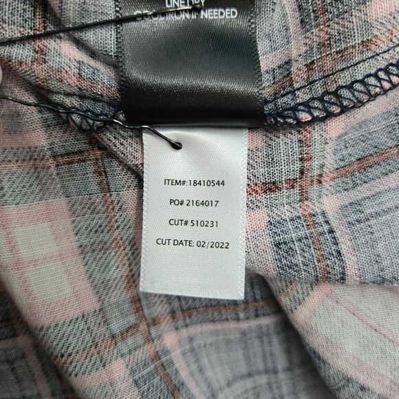 Torrid Womens 1X Babydoll Rayon Slub Lace Inset Smocked Tiered Plaid Navy Blouse - Picture 12 of 16